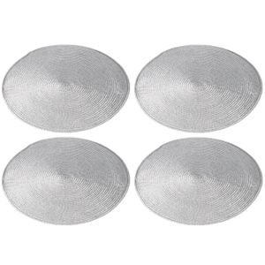 12x stuks ronde placemats zilver polypropeen 38 cm