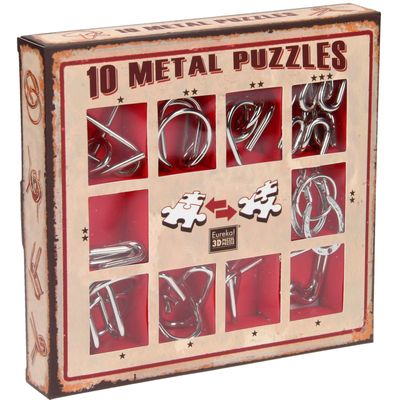 10 metal puzzles set rood