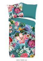 Good Morning Dekbedovertrek "bloemen" - Petrol - (155x220 cm) - Katoen