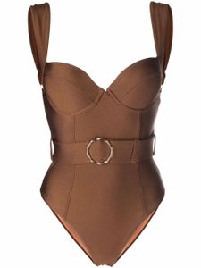 Noire Swimwear maillot de bain ceinturé - Marron