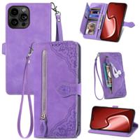 OPPO Reno 8 Pro hoesje - Bookcase - Koord - Pasjeshouder - Portemonnee - Bloemenpatroon - Kunstleer - Paars - thumbnail