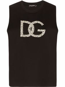 Dolce & Gabbana débardeur à logo Interlock strassé - Noir