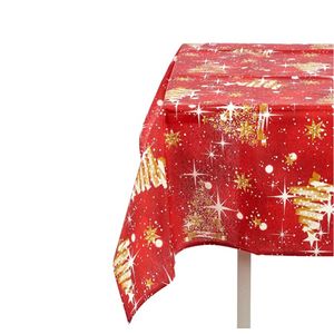 Set van 2x stuks kerst print tafelkleden katoen/polyester canvas formaat 140 x 180 cm