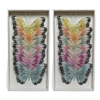 Home & Styling decoratie vlinders - op draad - gekleurd mix - 12x stuks - 8 cm - Lente - Zomer - ver