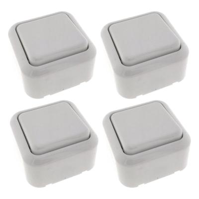 Wandcontactdoos met schakelaar - 4x - opbouw - wit - IP20 - 61 x 61 x 35 mm - WCD