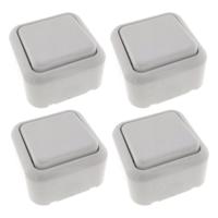 Wandcontactdoos met schakelaar - 4x - opbouw - wit - IP20 - 61 x 61 x 35 mm - WCD