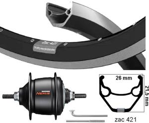 Kgs achterwiel 28inch (622) zac 421 zw/zilver nexus7 rb zwart