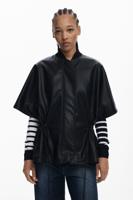 Poncho met reliëf in leerlook - BLACK - U