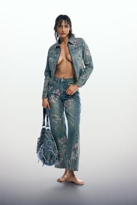 Geborduurde denimjas - BLUE - XL Geborduurde denimjas - BLUE - XL