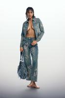 Geborduurde denimjas - BLUE - XL