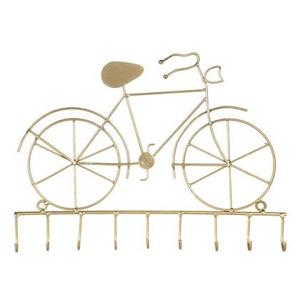 Clayre & Eef Sleutelrekje Fiets 32x23 cm Goudkleurig Ijzer Kapstok