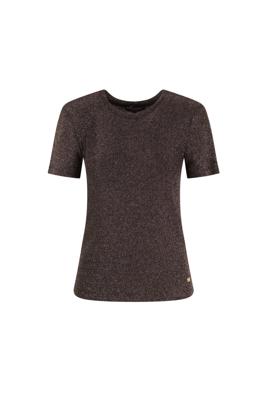 Elvira Casuals Top Vickey E5 25-017 T-shirt Korte Mouw 1001 Bronzed