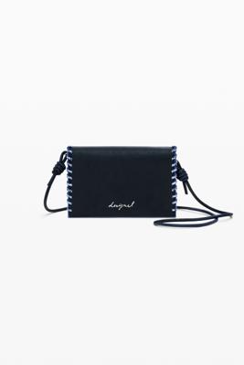 Gemiddelde 2-in-1 portemonnee met stiksels - BLACK - U