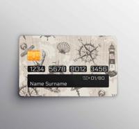 Decoratie stickers creditcard Ankers op houten plankenpatroon - thumbnail