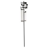 Cepewa tuin regenmeter/weerstation - op stok - 150 cm - metaal - thermometer/windrichting/neerslag