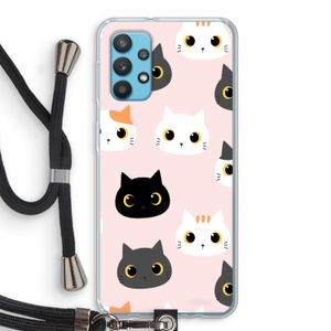 Katten: Samsung Galaxy A32 4G Transparant Hoesje met koord