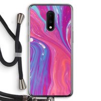 Paarse stroom: OnePlus 7 Transparant Hoesje met koord