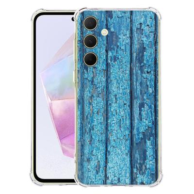 Samsung Galaxy A56 Hoesje - Wood Blue TPU Antishock Samsung Galaxy A56 Hoesje - Wood Blue TPU Antishock