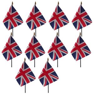 UK/Engeland - 10x - mini vlaggetje van 10 x 15 cm op stokje - Landen vlag - H27 cm