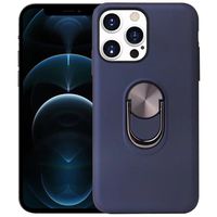 iPhone XR hoesje - Backcover - Ringhouder - TPU - Donkerblauw - thumbnail