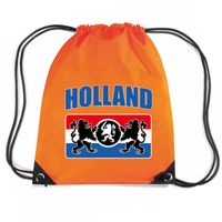 Holland met wapenschild nylon supporter rugzakje/sporttas oranje - EK/ WK voetbal / Koningsdag   -