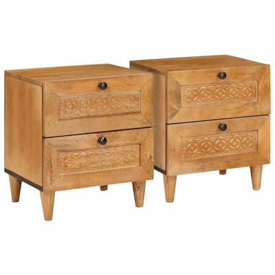 Nachtkastje 2 pcs Lichtbruin 40 x 33 x 46 cm massief mangohout