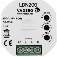 Vadsbo LDN200 LED dimmer 200W Pulsdrukker bediening LED max 200VA minimum dimstand instelbaar