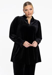 Yoek Tuniek wide bottom VELOURS | Zwart | Maat 50/52