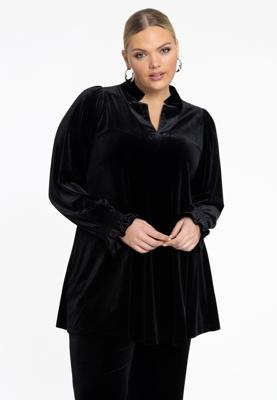 Yoek Tuniek wide bottom VELOURS | Zwart | Maat 54/56