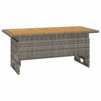 vidaXL Tuintafel 100x50x43/63 cm acaciahout en poly rattan grijs