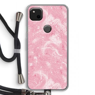 Abstract Painting Pink: Pixel 4a Transparant Hoesje met koord