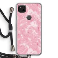 Abstract Painting Pink: Pixel 4a Transparant Hoesje met koord