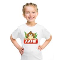 T-shirt wit voor kinderen met Aapie het aapje - thumbnail