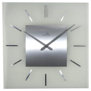 NeXtime NE-3148 Wandklok 40 X 40 Cm, Melkglas, &apos;Stripe Square&apos; Radio Controlled