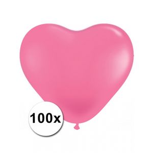 100 stuks Hart ballonnen roze   -
