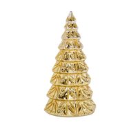 1x stuks led kaarsen kerstboom kaars goud D9 x H19 cm   - - thumbnail