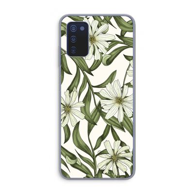 Wit bloemenpatroon: Samsung Galaxy A03s Transparant Hoesje