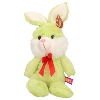 Paashaas/haas/konijn knuffel dier - zachte pluche - groen - cadeau - 32 cm - met strikje   -