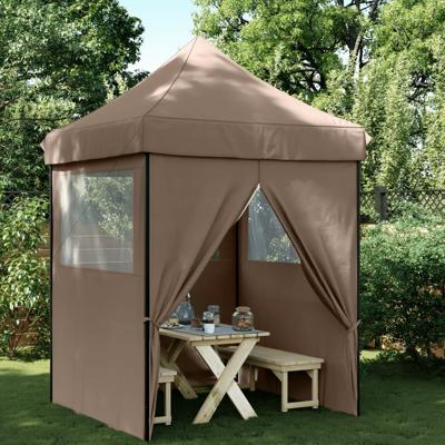 VidaXL Partytent inklapbaar pop-up met 4 zijwanden bruin VidaXL Partytent inklapbaar pop-up met 4 zijwanden bruin
