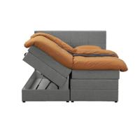 Leen Bakker - Boxspring Met Opbergruimte Liv Geblokt - Licht - 140x200 Cm - Stof - Grijs