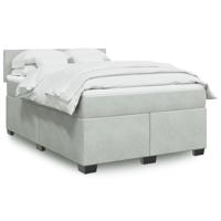 Boxspring met matras fluweel lichtgrijs 140x190 cm