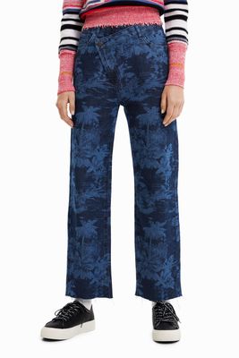 Twisted boyfriend jeans met palmen - BLUE - 42