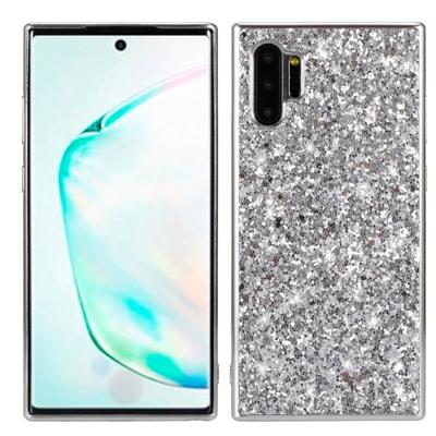 Plating glittery poeder schokbestendig TPU Case voor Galaxy Note 10 + (zilver)