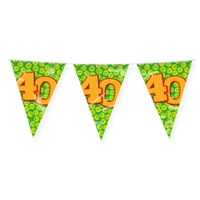 Verjaardag 40 jaar thema Vlaggetjes - Feestversiering - 10m - Folie - Dubbelzijdig