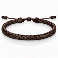 Heren Armband Gevlochten Leer Bruin Verstelbaar