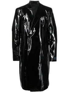 Raf Simons manteau brillant à boutonnière croisée - Noir