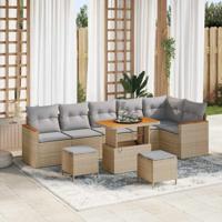 Tuinbankenset 9 pcs Beige poly rattan