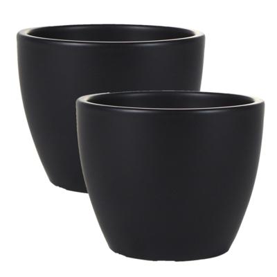 Ter Steege Bloempot - 2x - zwart - Scandinavisch - 13 x 11 cm