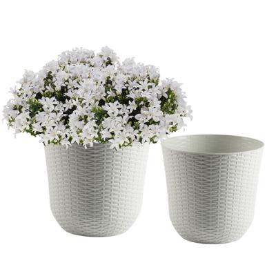 PlasticForte Plantenpot - ivoor wit - D32,2xH30,5 cm - rotan kunststof - bloempot