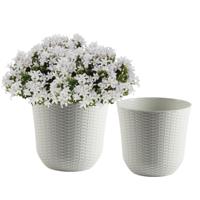PlasticForte Plantenpot - ivoor wit - D32,2xH30,5 cm - rotan kunststof - bloempot